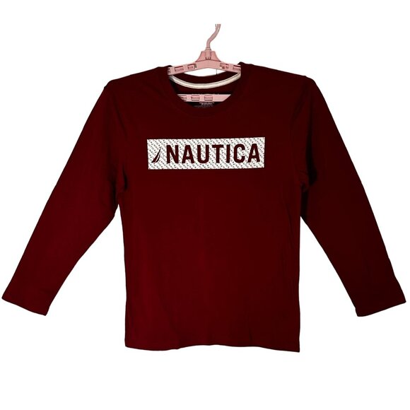 Nautica Other - Nautica Long Sleeve Crew Neck T-Shirt Kids XL Pomegranate Red 100% Cotton
